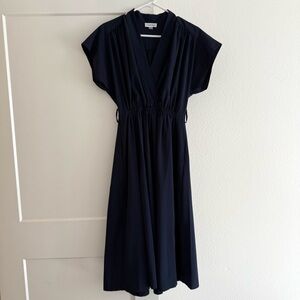 CALVIN KLEIN Dark Blue V-Neck Cap Sleeve Dress